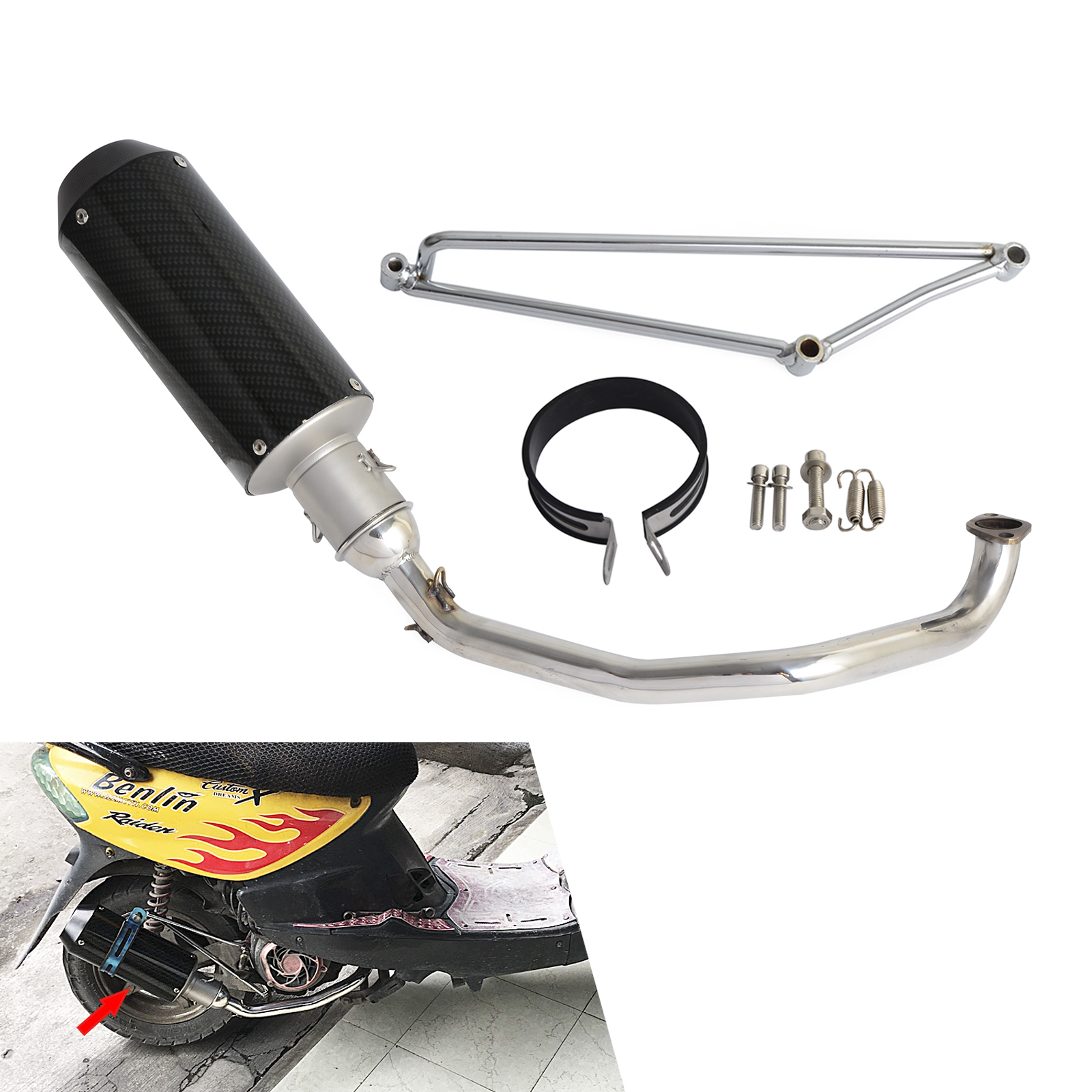 For Honda Ruckus Zoomer GY6 125cc 150cc Motorcycle Scooter Exhaust